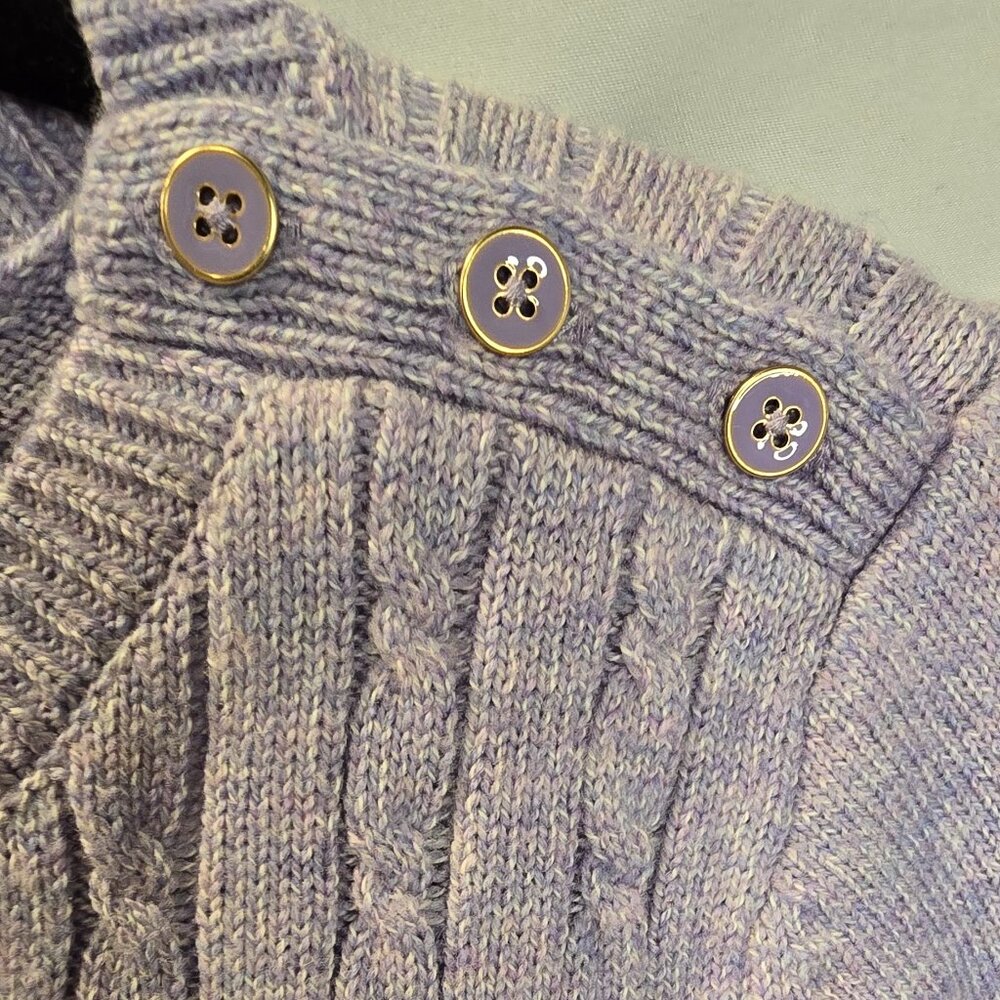 Talbots Purple Knited Sweater Size Large Button Accents - Picture 3 of 10